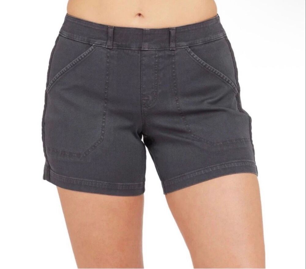 SPANX Stretch Twill Shorts in washed black women size large